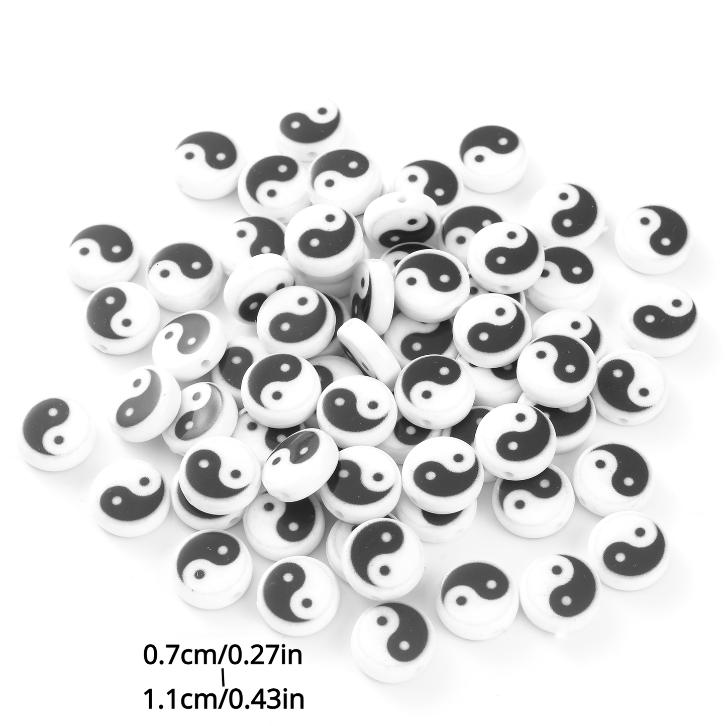 50/150pcs Yin-Yang Acrylic Beads