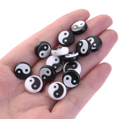 50/150pcs Yin-Yang Acrylic Beads