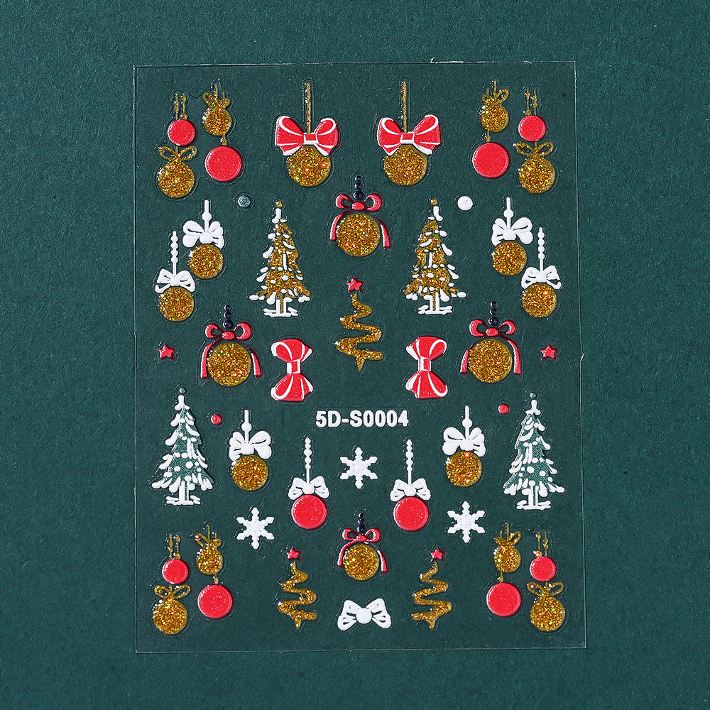 Christmas 5D Embossed Nail Art Stickers