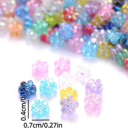 100pcs/set 4x7mm Mixed Color AB Flower Acrylic Beads