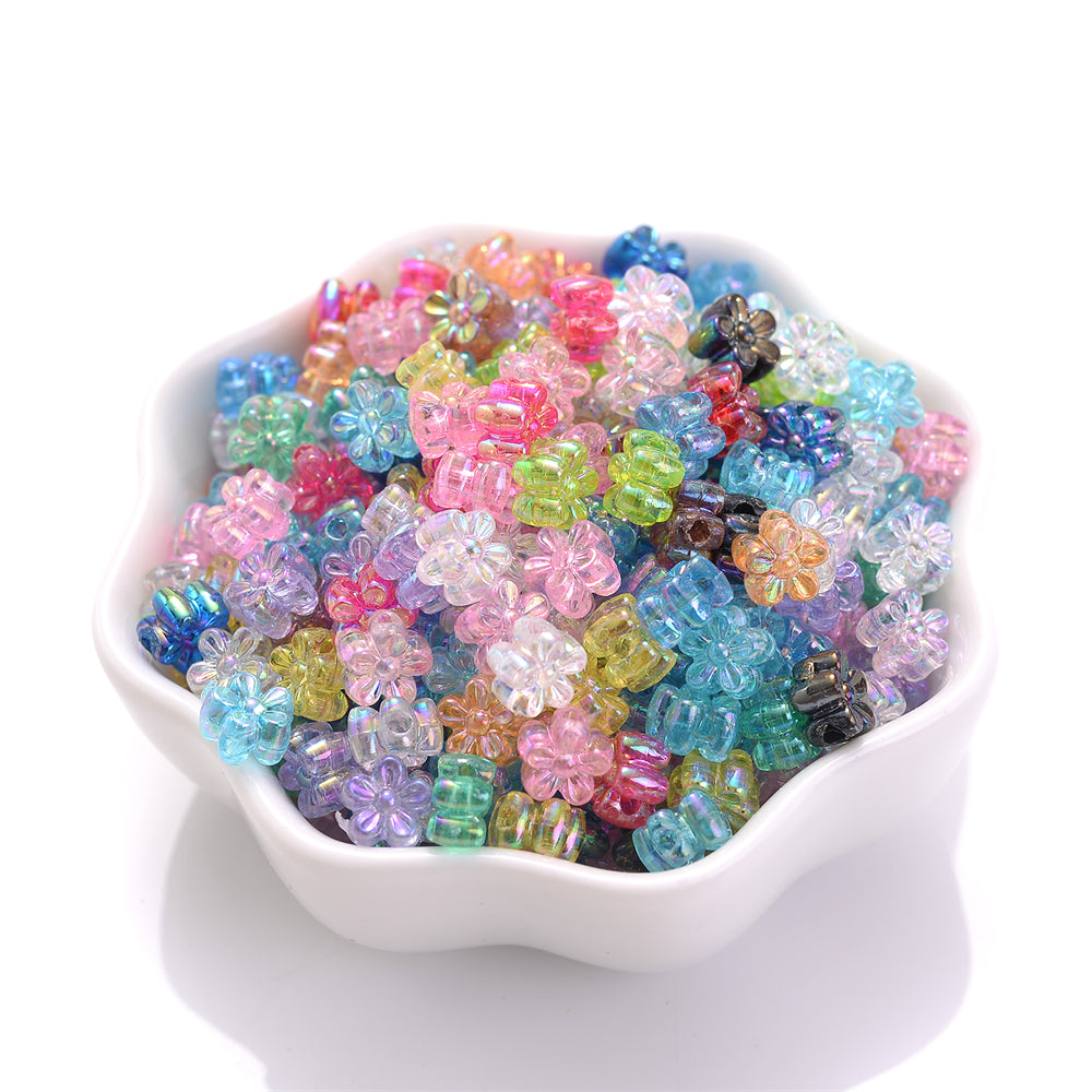 100pcs/set 4x7mm Mixed Color AB Flower Acrylic Beads