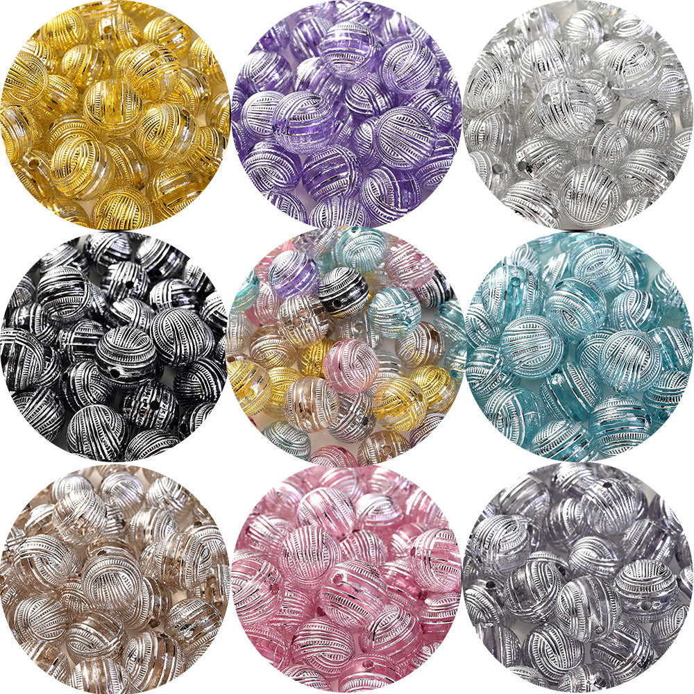 20pcs 16mm Mixed Color Line Round Acrylic Spacer Beads