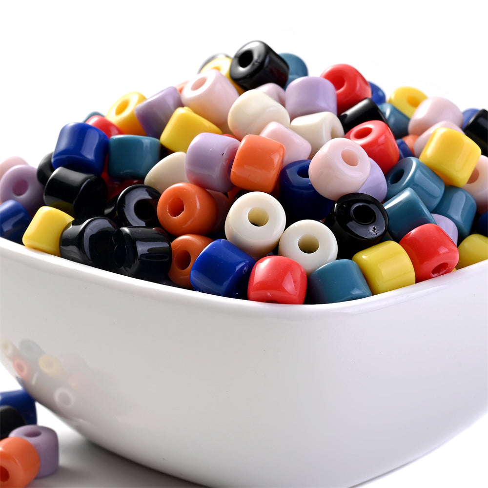 100pcs/bag 5x6mm Colorful Acrylic Tube Beads
