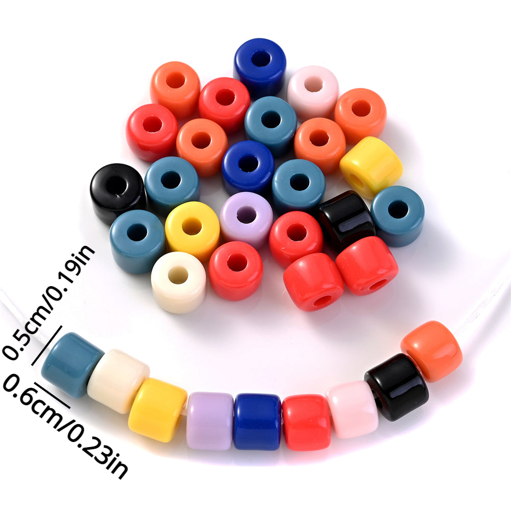 100pcs/bag 5x6mm Colorful Acrylic Tube Beads