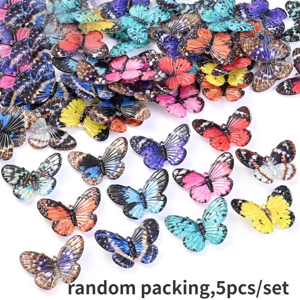 5pcs/set 31x41mm Ink Painting Butterfly Acrylic Pendants