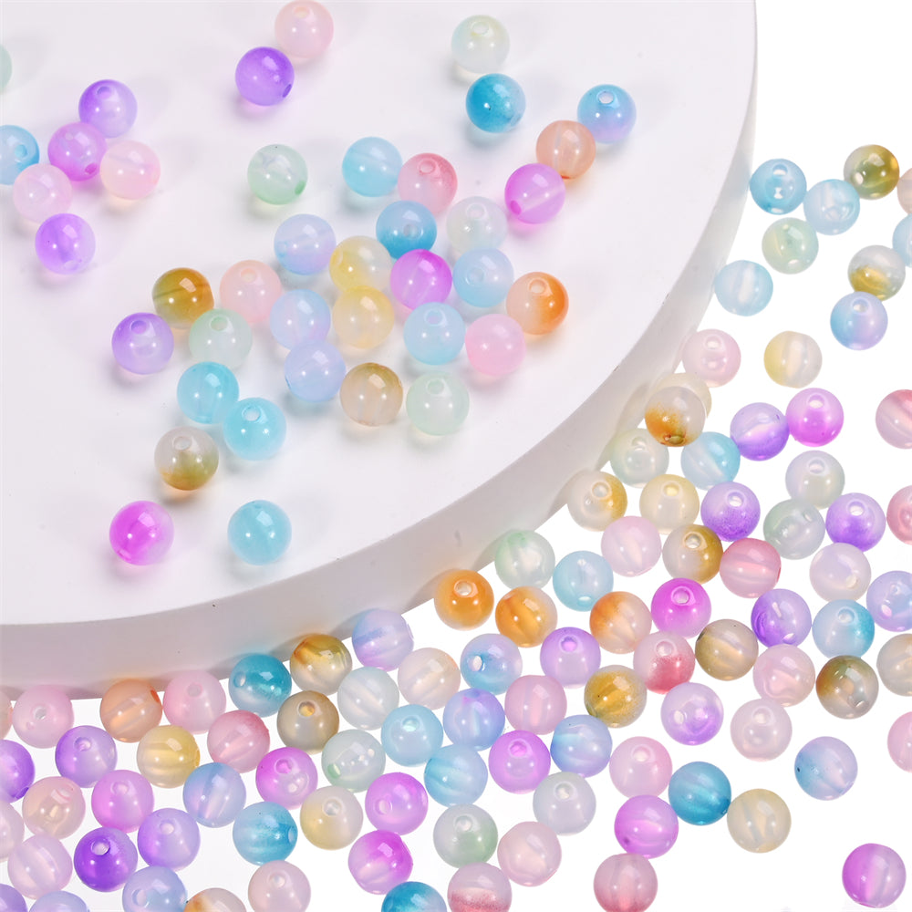 8mm Mixed Color AB Round Acrylic Imitation Jade Beads