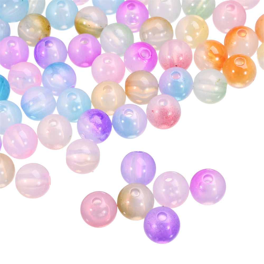 8mm Mixed Color AB Round Acrylic Imitation Jade Beads