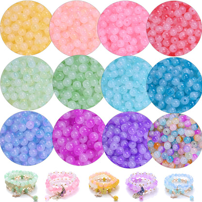 8mm Mixed Color AB Round Acrylic Imitation Jade Beads