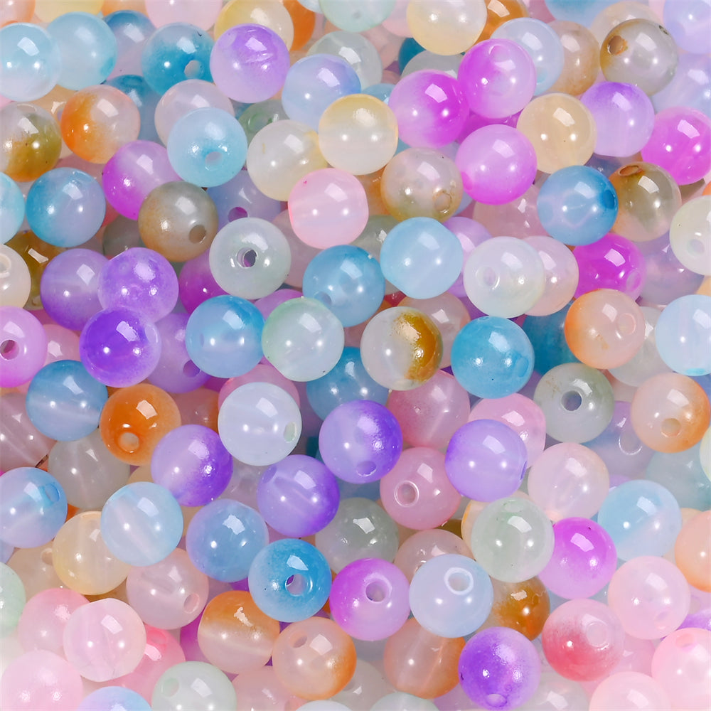 8mm Mixed Color AB Round Acrylic Imitation Jade Beads