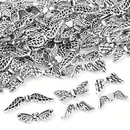 20pcs/set 22x81mm Ancient Silver Wing Alloy Charms
