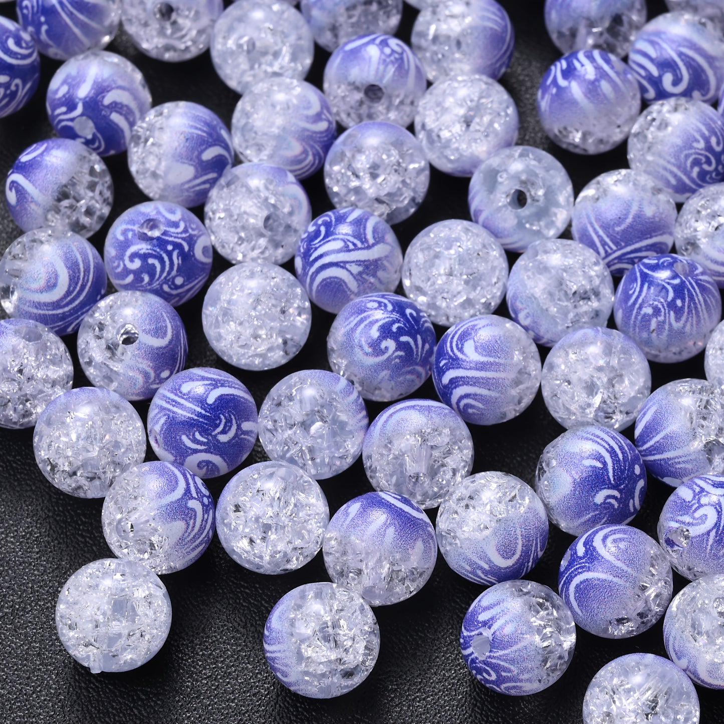 10mm Acrylic Gradient Cracked Beads - DIY Jewelry Making Kit for Bracelets