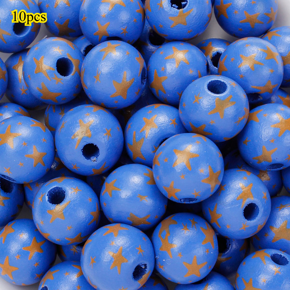 Marine-Themed Wooden Beads
