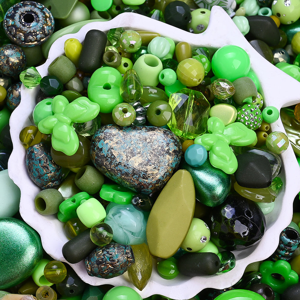 300pcs (about 175g) Green Acrylic Irregular Baroque Beads