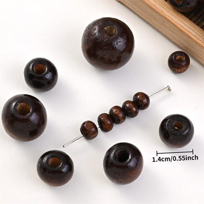 20pcs 14mm Brown Round Natural Wooden Beads
