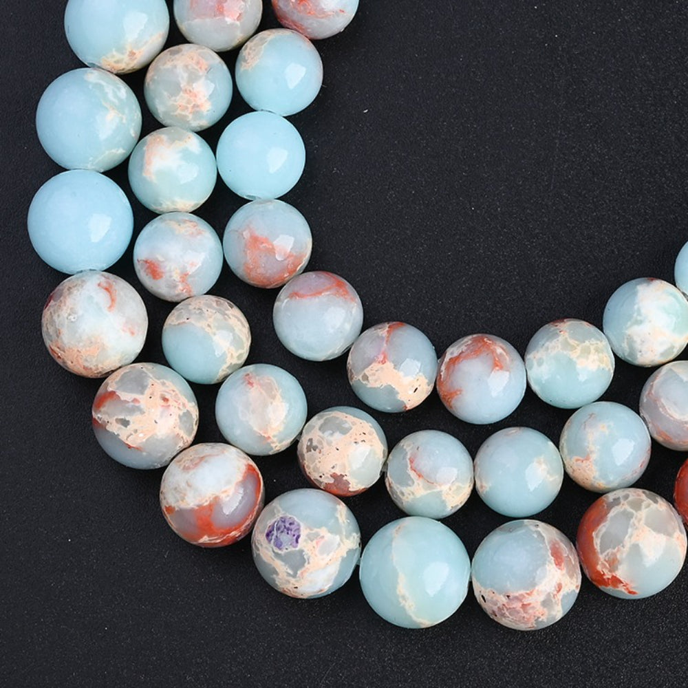 Light Blue Textured Round Beads