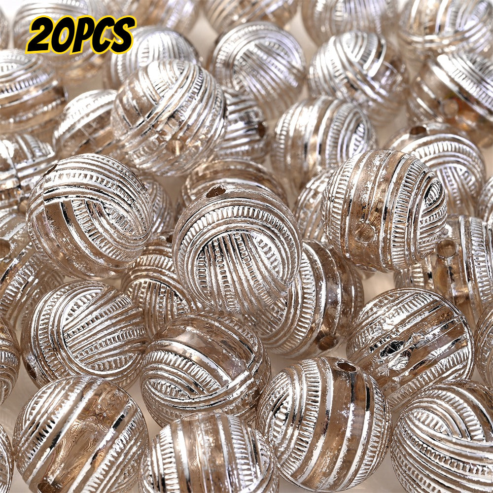 20pcs 16mm Mixed Color Line Round Acrylic Spacer Beads