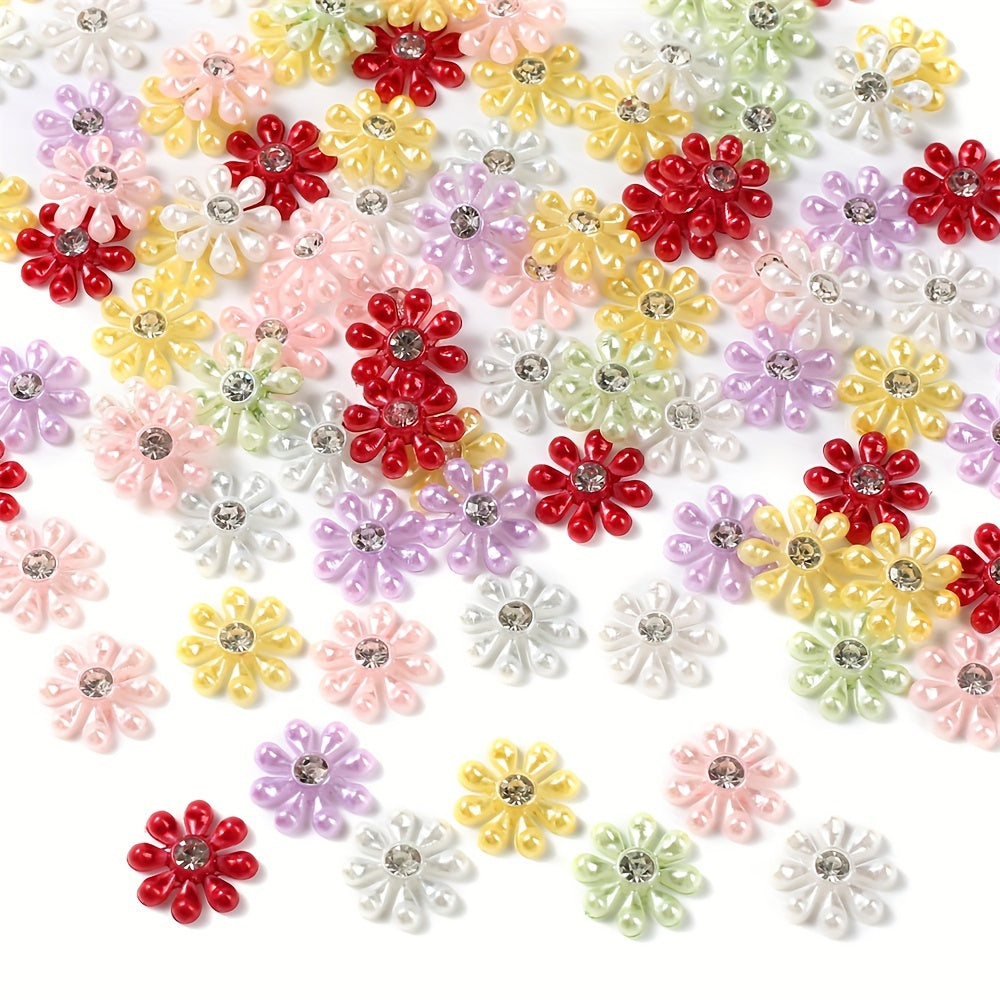20pcs Colorful Flower Plastic Flatback Beads
