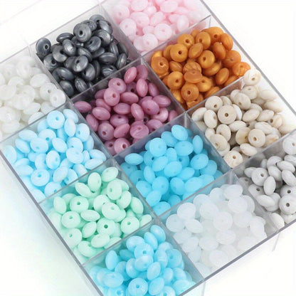 200pcs 6x12mm Mixed Color Abacus Silicone Beads