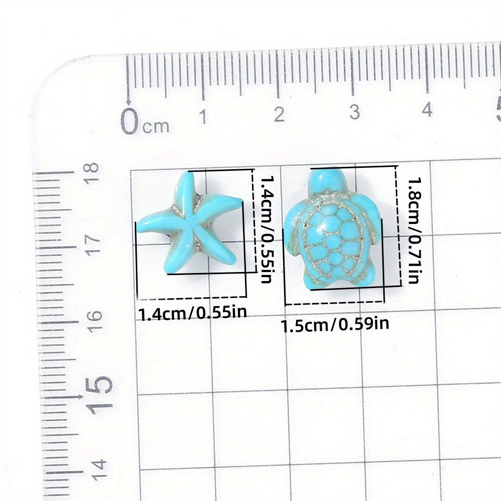 200pcs Turquoise Turtle Starfish Beads