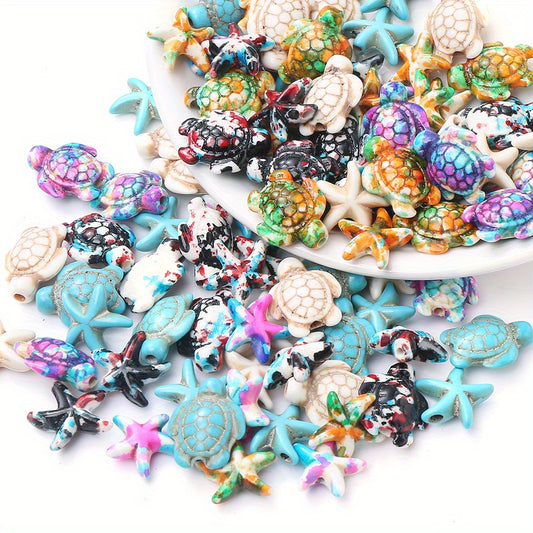 100pcs Mix Gradient Turtle Starfish Acrylic Beads