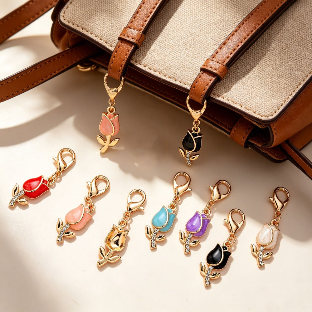 12PCS Sparkling Tulip Mini Keychain Set
