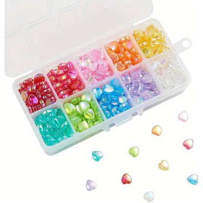 AB Color Transparent Heart Acrylic Spacer Beads