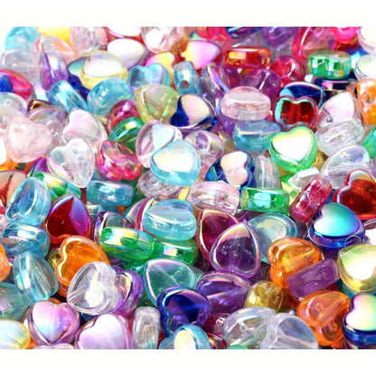 AB Color Transparent Heart Acrylic Spacer Beads