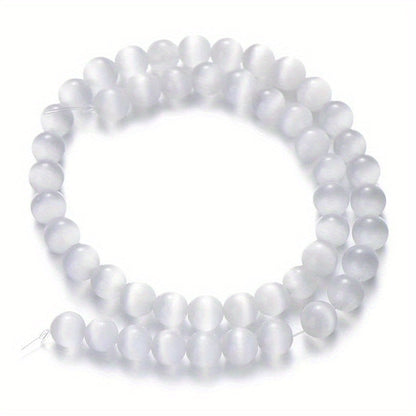 6/8/10mm White Celar Cat Eye Round Spacer Beads Stone Loose Beads