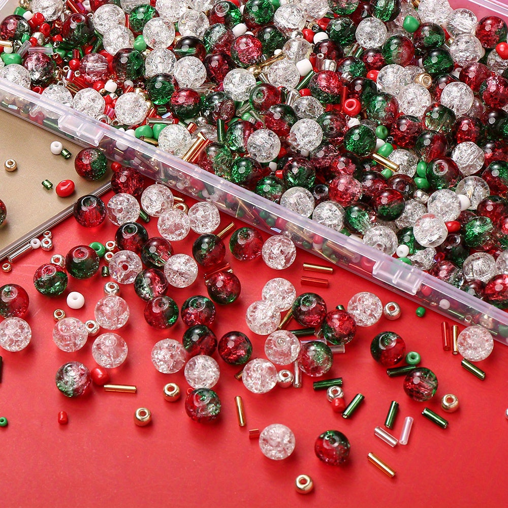 2631pcs Glass Crackle Seed Beads Set