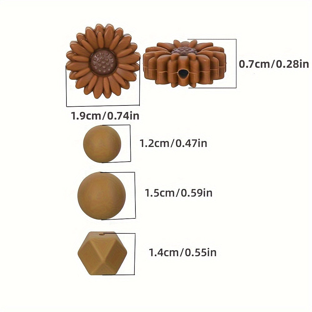 100pcs Brown Silicone Sunflower Beads