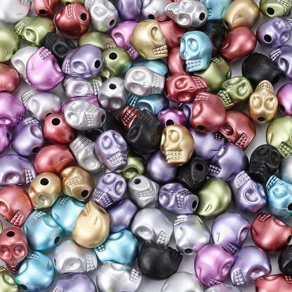 220pcs/box Mix Random Color Skull Heart Acrylic Beads Set