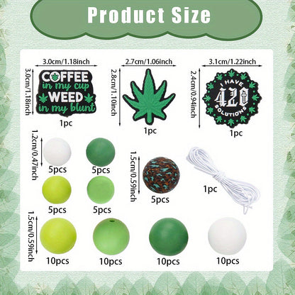 Green Plant Silicone Beads Set