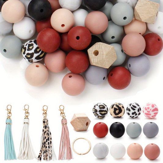 84pcs Silicone Beads Set with Tassels