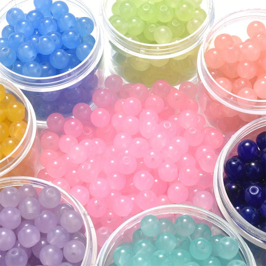 100pcs 8mm Colored Round Glass Beads