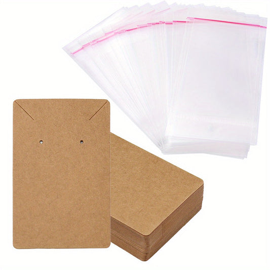 Kraft Paper Jewelry Display Cards with Self-Seal Bags