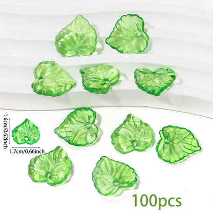 Clear Green Acrylic Leaf Beads and Charms