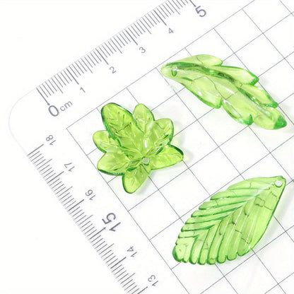 Clear Green Acrylic Leaf Beads and Charms