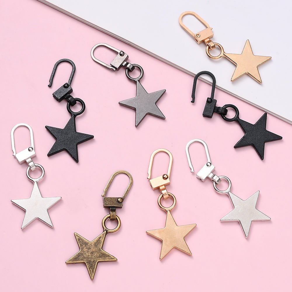 Star Metal Detachable Zipper Puller Buckle Heads