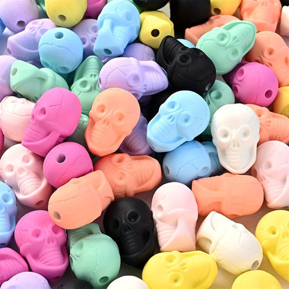 10PCS 14×20mm Solid Color Acrylic Skull Bead Set