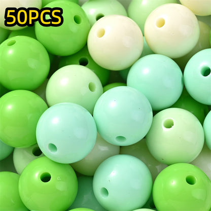 50/100pcs Solid Color Acrylic Round Beads