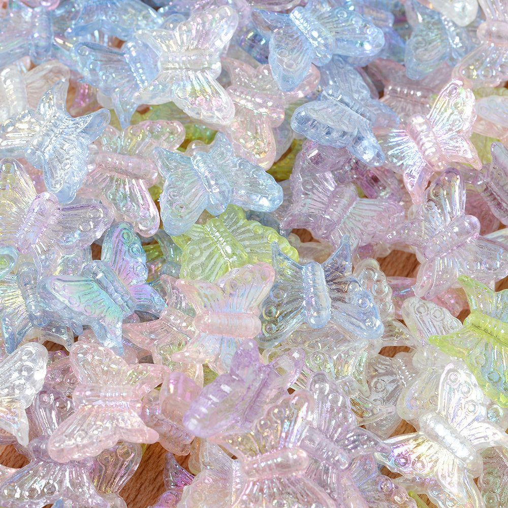 Green AB Acrylic Butterfly Beads
