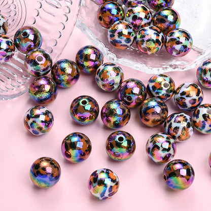 Shiny Leopard Print Acrylic Beads