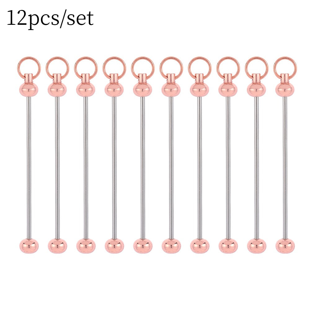 Metal Blank Bar Beadable Keychain Set