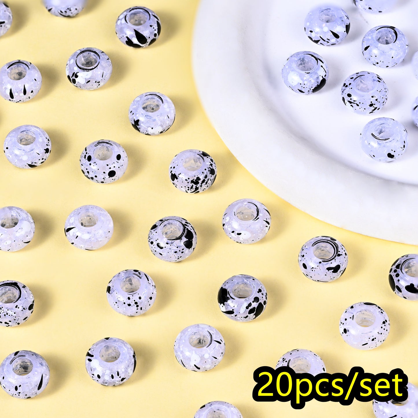 20pcs 8x14mm Bohemian Style Acrylic Large Hole Beads