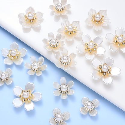 20PCS 19–27mm White Flower Acrylic Embellishment Set