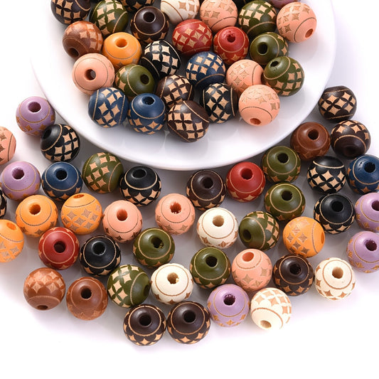 10PCS 10/16mm Starlight-Shaped Wooden Bead Set