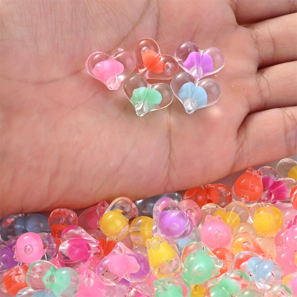 Peach Heart Acrylic Beads