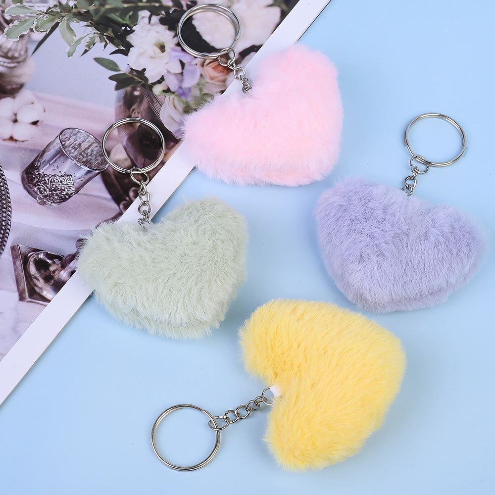 Pink Plush Peach Heart Keychain DIY Kit
