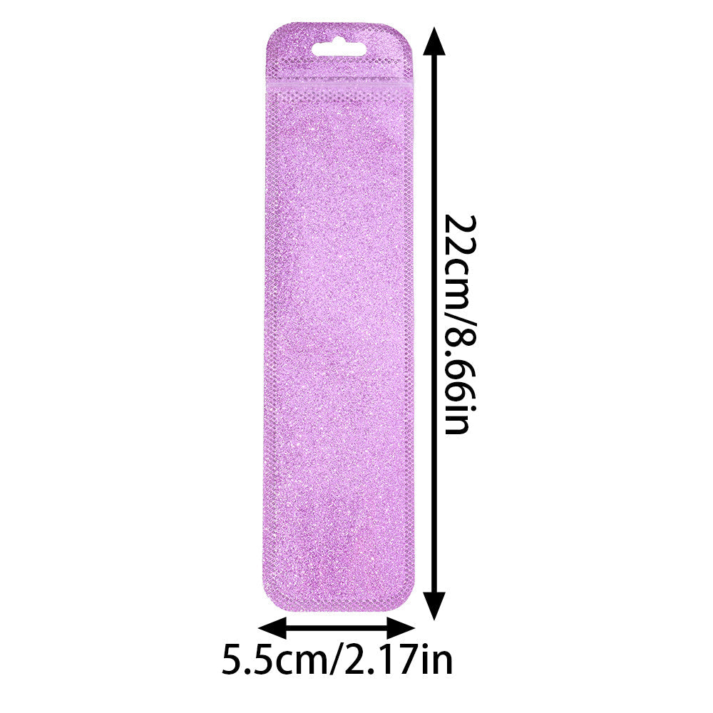 50-Piece 2.16x8.66 in Glitter Holographic Resealable Bags
