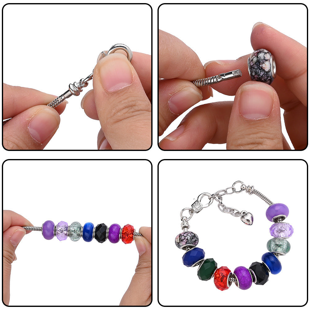 20PCS Snake Chain Charm Bracelet Set with Bracelet Tool